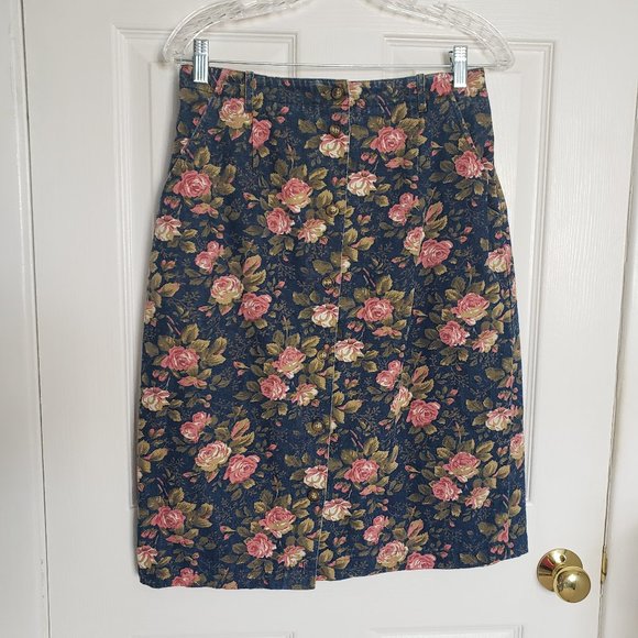 Orvis Dresses & Skirts - EUC Denim Floral Orvis Button Front Skirt, 10